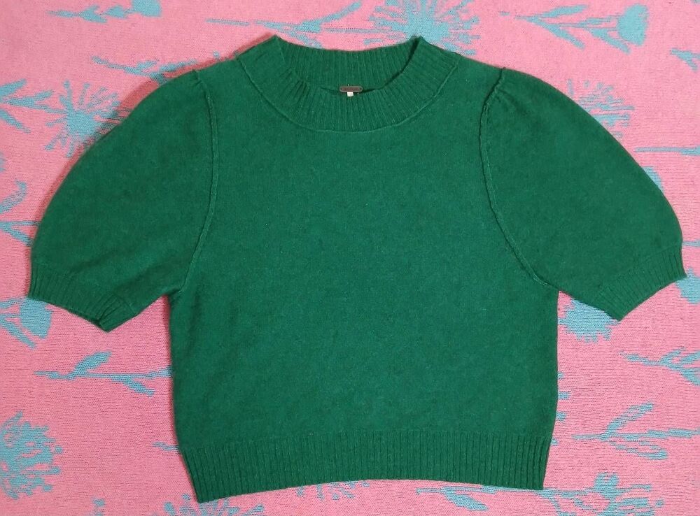 Free People womens small 100% cashmere sweater green cozy chic Coquette